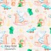 Elephants and dino toy exclusive seamless pattern - Grey Grid