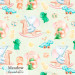 Elephants and dino toy exclusive seamless pattern - Meadow