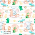 Elephants and dino toy exclusive seamless pattern - Nursery