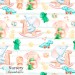 Elephants and dino toy exclusive seamless pattern - Nursery