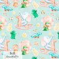 Elephants and dino toy exclusive seamless pattern - Soft