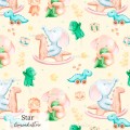 Elephants and dino toy exclusive seamless pattern - Star