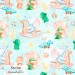 Elephants and dino toy exclusive seamless pattern - Stone