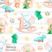 Elephants and dino toy exclusive seamless pattern - Nursery