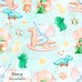 Elephants and dino toy exclusive seamless pattern - Stone