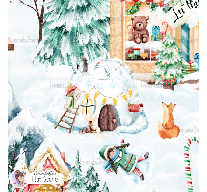 Christmas seamless pattern - Elf Village 