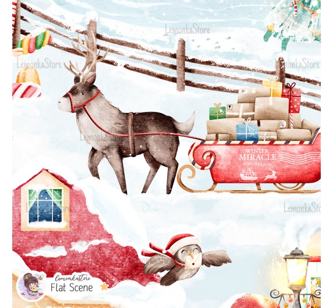 Christmas seamless pattern - Elf Village 