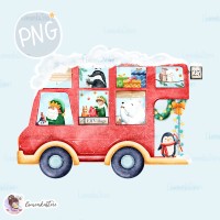 Christmas Bus PNG Clipart [Exclusive]