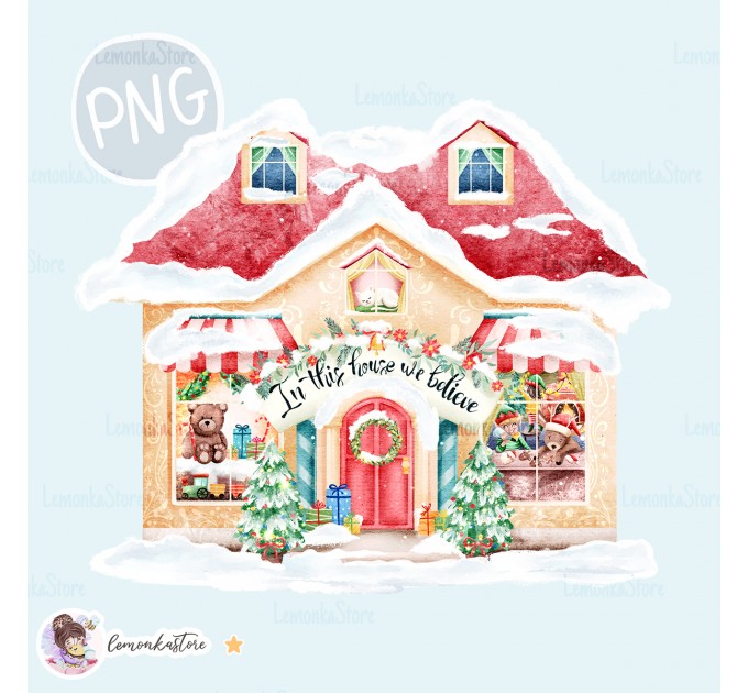 Christmas House with elves PNG Clipart [Exclusive]