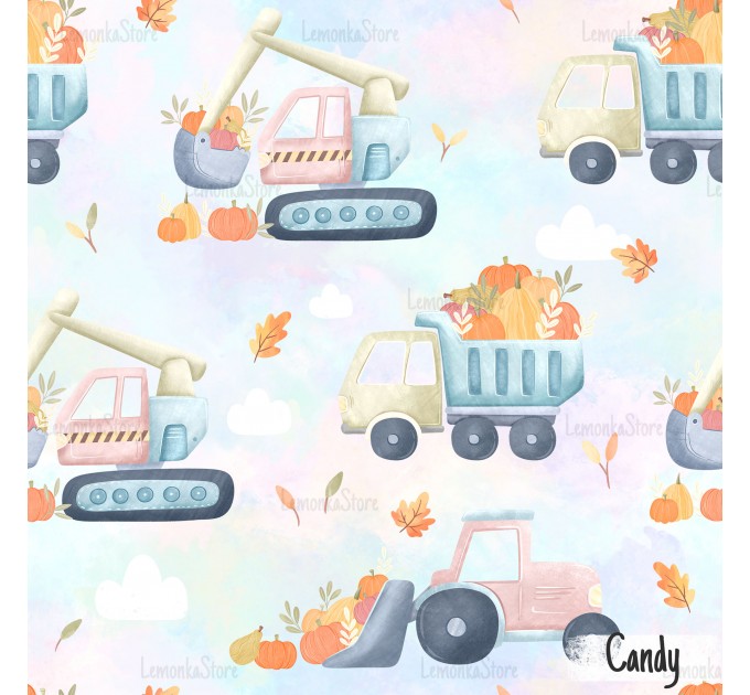 Fall trucks exclusive seamless pattern - Candy