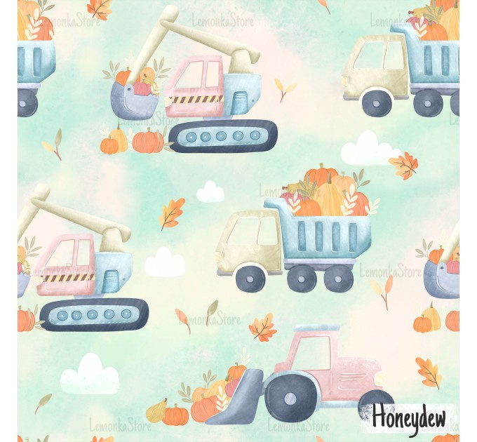 Fall trucks exclusive seamless pattern - Honeydew