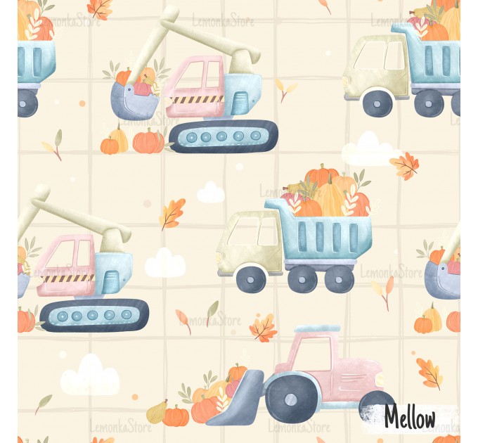 Fall trucks exclusive seamless pattern