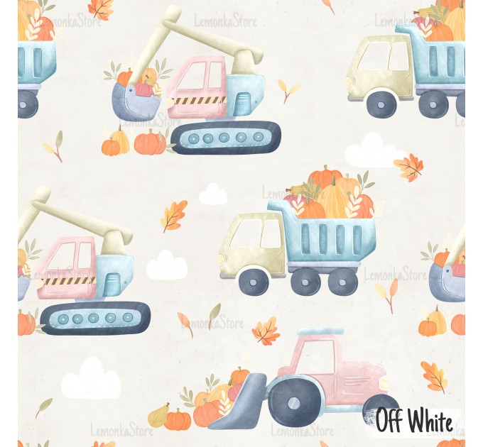 Fall trucks exclusive seamless pattern - Off-white