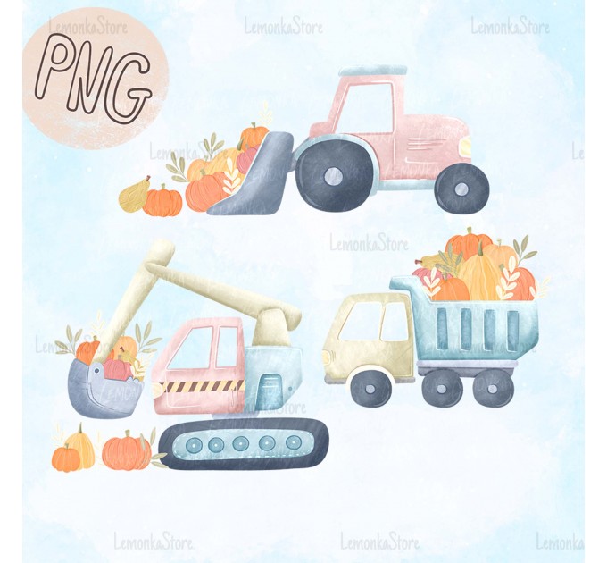 Fall trucks exclusive seamless pattern - Autumn