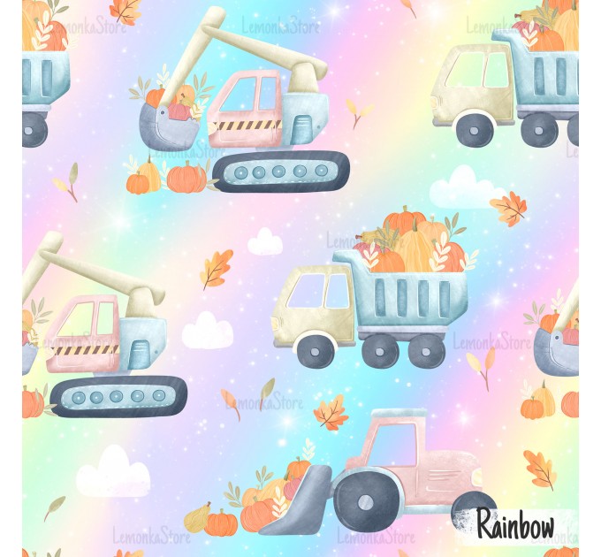 Fall trucks exclusive seamless pattern - Rainbow