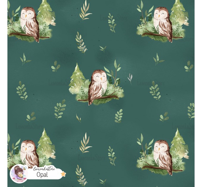 Forest spirit (Owl) exclusive [Coordinate] seamless pattern - Opal