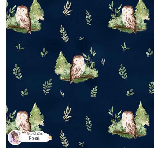 Forest spirit (Owl) exclusive [Coordinate] seamless pattern - Royal