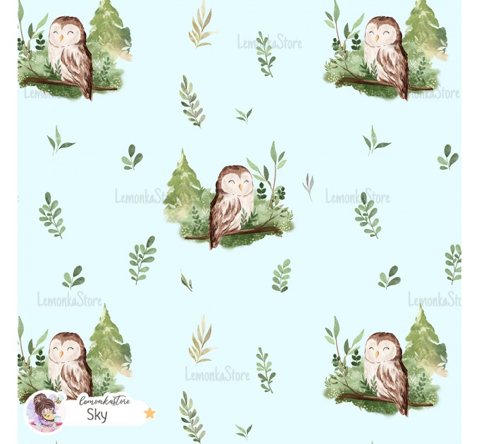 Forest spirit (Owl) exclusive [Coordinate] seamless pattern - Sky