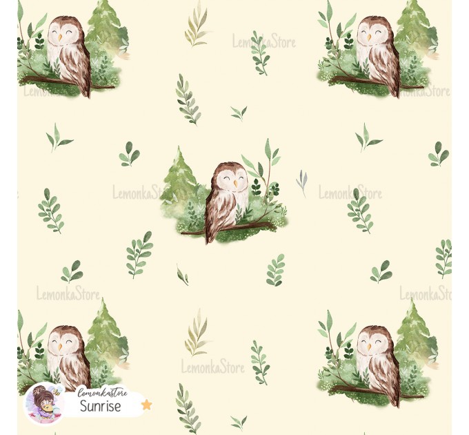 Forest spirit (Owl) exclusive [Coordinate] seamless pattern - Sunrise