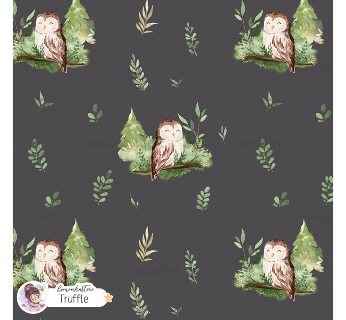 Forest spirit (Owl) exclusive [Coordinate] seamless pattern - Truffle 