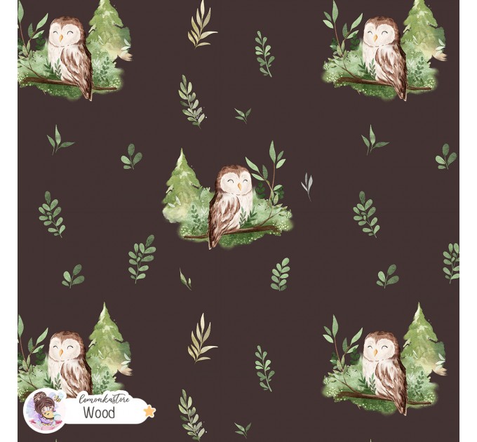 Forest spirit (Owl) exclusive [Coordinate] seamless pattern - Wood