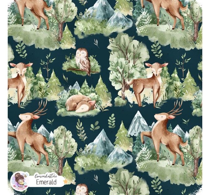 Forest spirit exclusive seamless pattern - Emerald