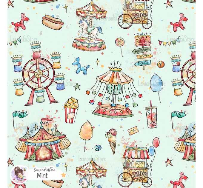 Fun Fair exclusive seamless pattern - Mint