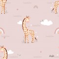 Giraffe Nicole exclusive seamless pattern - Ash