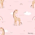 Giraffe Nicole exclusive seamless pattern - Barely