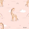 Giraffe Nicole exclusive seamless pattern - Blush