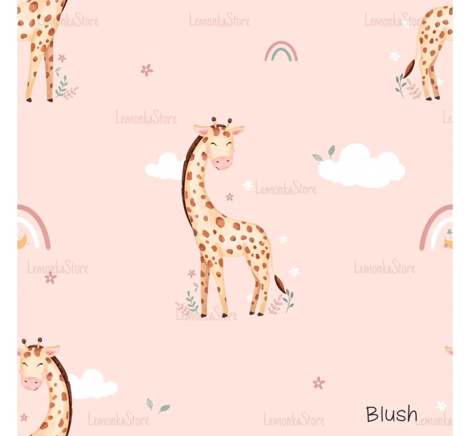 Giraffe Nicole exclusive seamless pattern - Blush