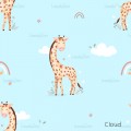 Giraffe Nicole exclusive seamless pattern - Cloud