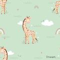 Giraffe Nicole exclusive seamless pattern - Dream