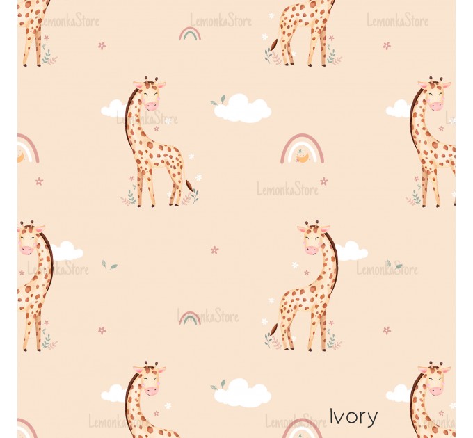 Giraffe Nicole exclusive seamless pattern - Ivory