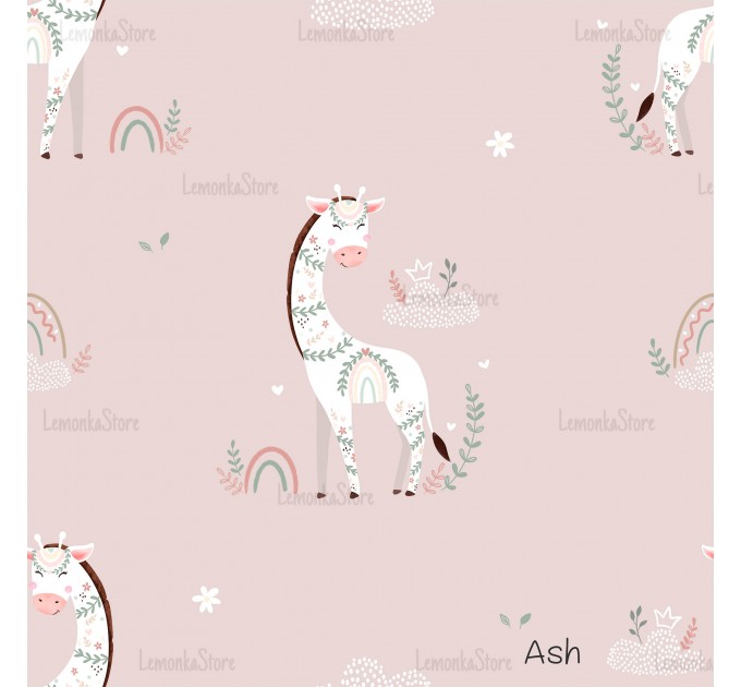 Giraffe Nicole Floral exclusive seamless pattern - Ash