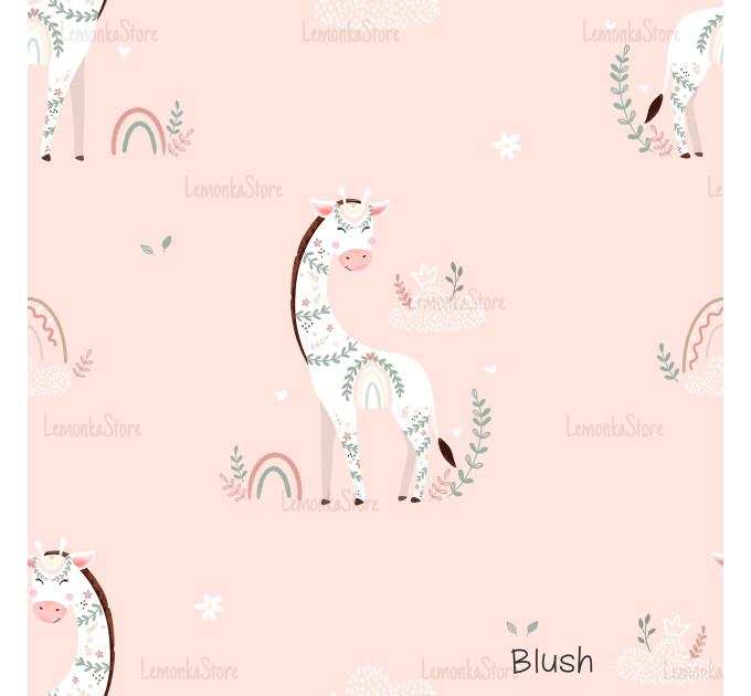 Giraffe Nicole Floral exclusive seamless pattern - Blush