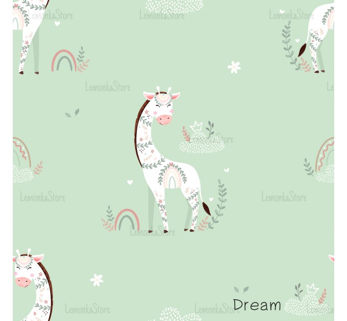 Giraffe Nicole Floral exclusive seamless pattern - Dream