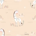 Giraffe Nicole Floral exclusive seamless pattern - Ivory