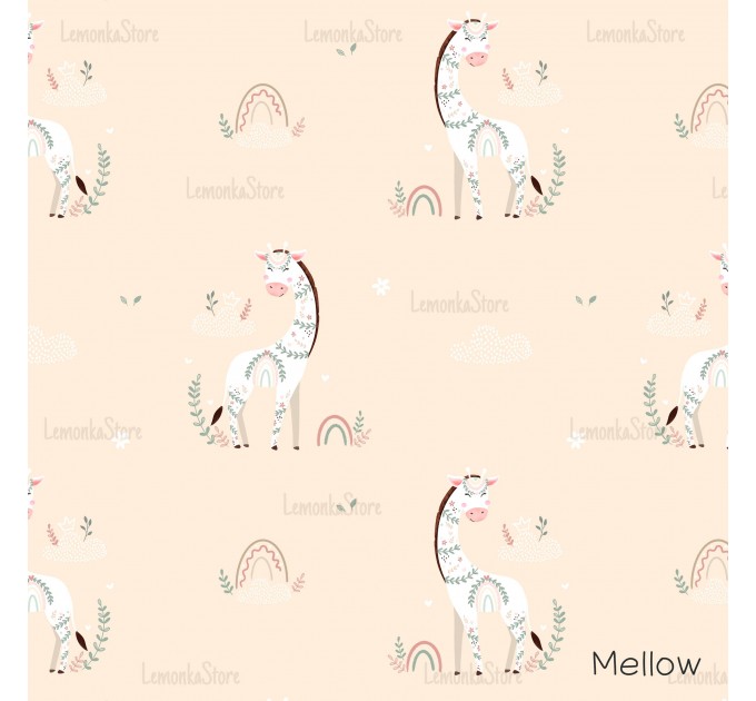 Giraffe Nicole Floral exclusive seamless pattern - Mellow