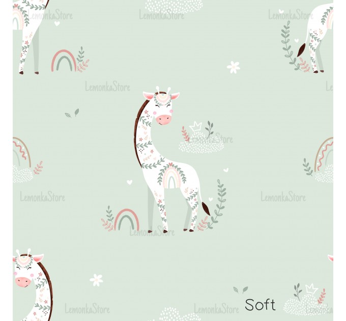 Giraffe Nicole Floral exclusive seamless pattern - Soft