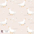 Goose and Dandelions exclusive seamless pattern - Cream