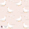 Goose and Dandelions exclusive seamless pattern - Peach