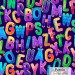 Halloween Alphabet Monsters exclusive seamless pattern - Purple