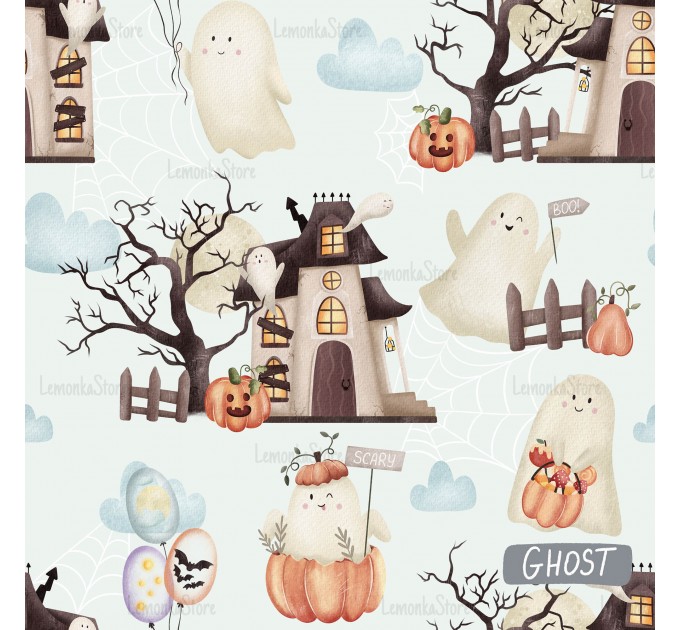 Halloween Ghosts exclusive seamless pattern - Ghost