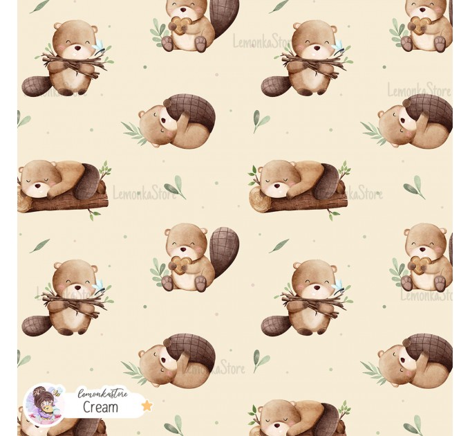 Little Beaver exclusive seamless pattern - Cream