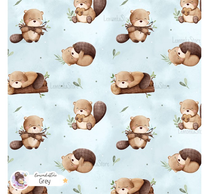 Little Beaver exclusive seamless pattern - Grey