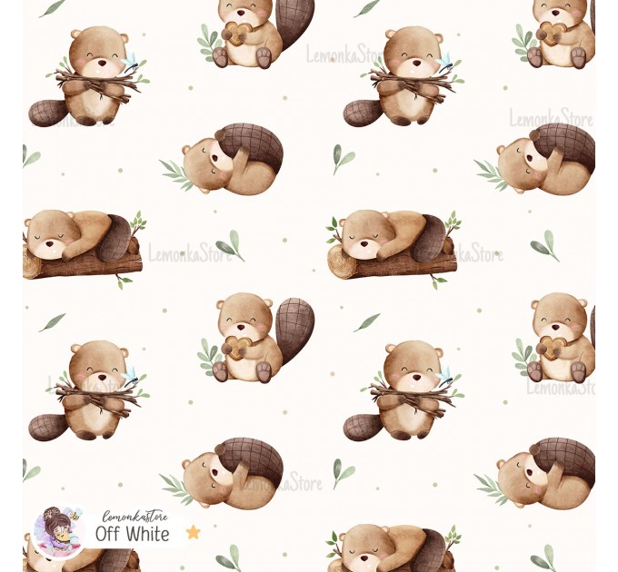 Little Beaver exclusive seamless pattern - Off-white