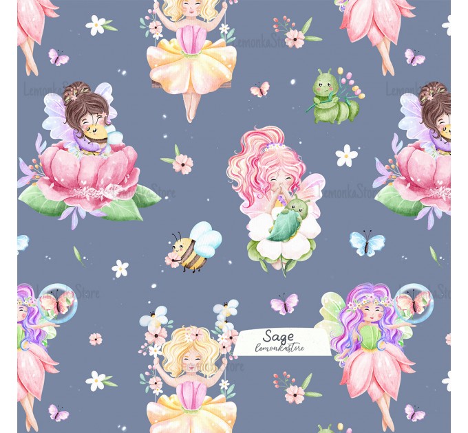 Little Fairies with flowers and bugs exclusive pattern