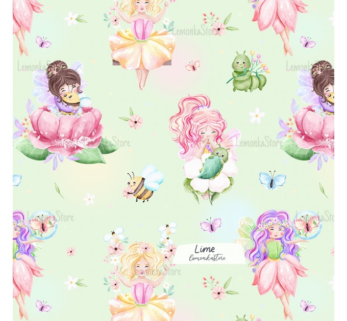 Little Fairies with flowers and bugs exclusive pattern