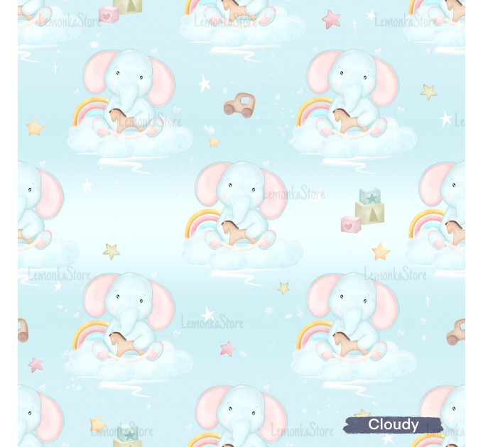 Little Elephant exclusive seamless pattern - Cloudy